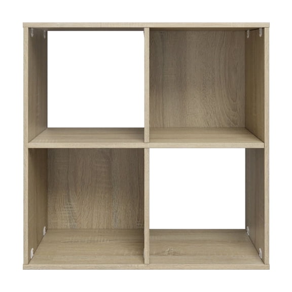 23.46 in. Tall Natural Oak Wood 3-Shelf Etagere Bookcase
