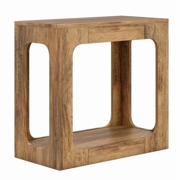 23.5"12"22" 2-Tier End Table, Storage Shelf Narrow Side Table, Oak/Walnut Engineered Wood Farmhouse Nightstand for Living Room Bedroom