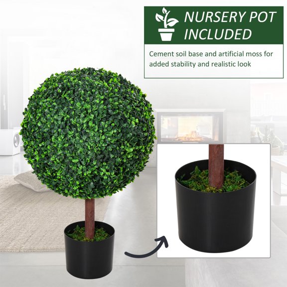 Buytoshop 23.5" Artificial Boxwood Topiary Ball Tree, Fake Decorative Plant, Nursery Pot Included for Home, Balcony, Backyard and Garden