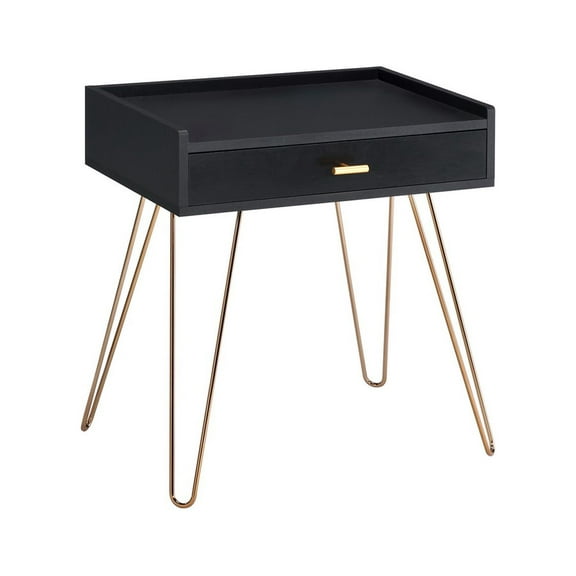 23.5" Black Mid-Century Accent Table with Copper Hairpin Legs - Stylish Storage for Living Rooms, Bedrooms