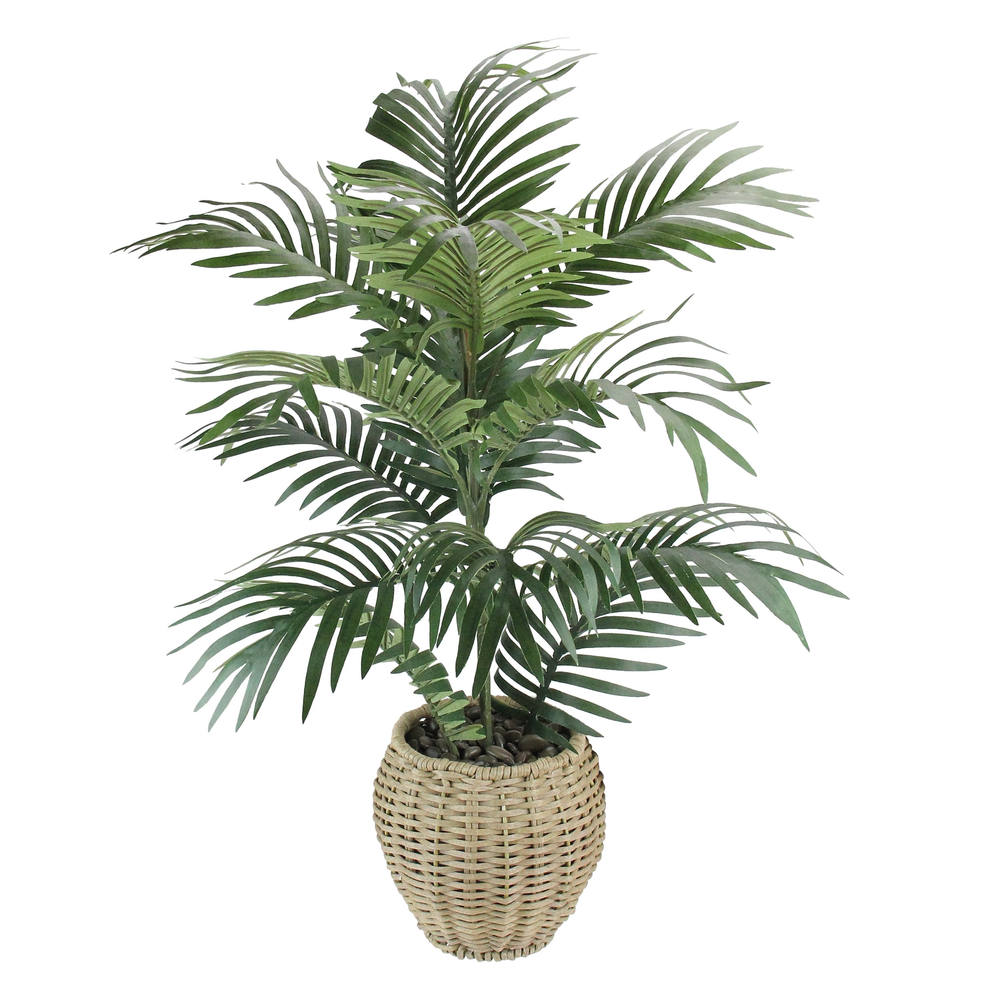 23.5" Green Artificial Areca Palm Plant in Woven Basket