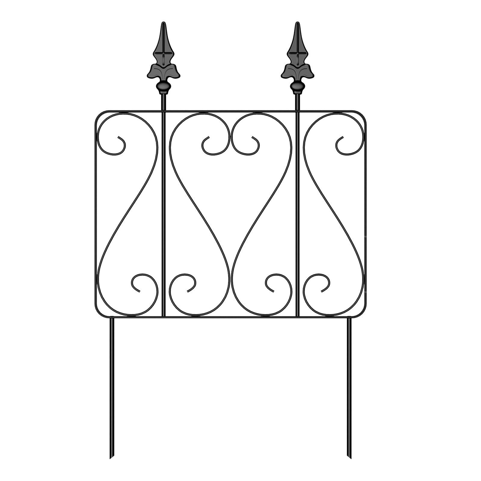 Oumilen 23.5 "H x 10 Ft Square No-Dig Decorative Garden Fence Animal Barrier with Patterned Round Wire