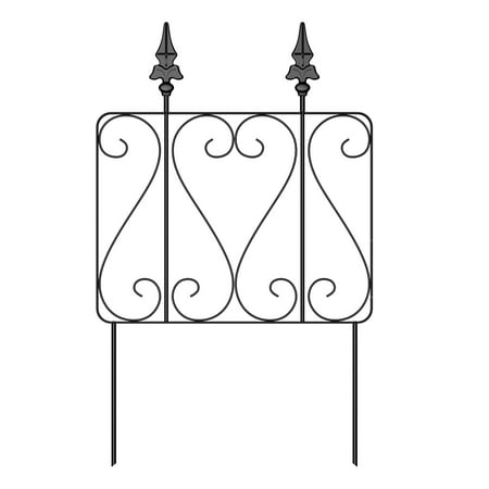 Oumilen 23.5 "H x 10 Ft Square No-Dig Decorative Garden Fence Animal Barrier with Patterned Round Wire