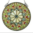 thumbnail image 1 of 23.5 Inch Round Floral Tiffany Glass Window Panel, Multicolor, 1 of 3