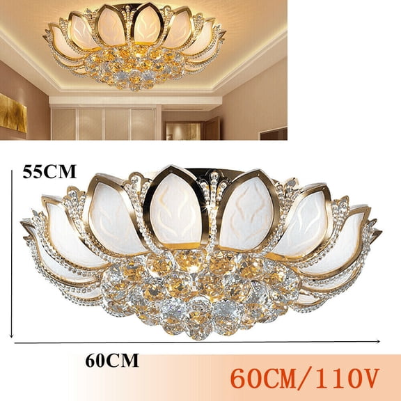 23.5" Large Crystal Chandelier Flush Mount Ceiling Light Luxury Pendant Lamp NEW