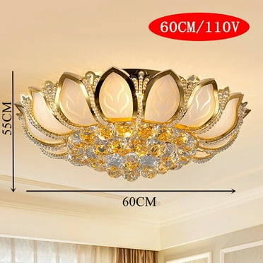 23.5" Modern Luxury Crystal Chandelier Flush Mount 7 Heads Lotus Ceiling Lamps