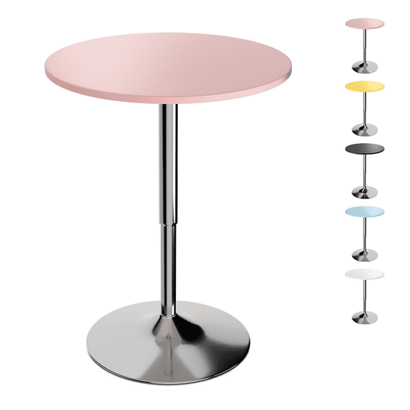 23.5"Round Barstool Adjustable Height Metal Bar Pub Table Counter Bistro, Pink