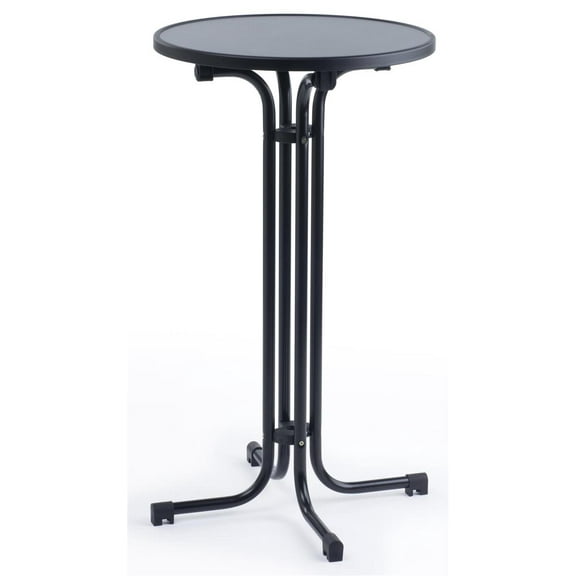 23.5" Round Pub Table with MDF Top, 42.25-inch-tall Highboy Cocktail Table with Collapsible Design for Storage (Black) (BAR2442BK)