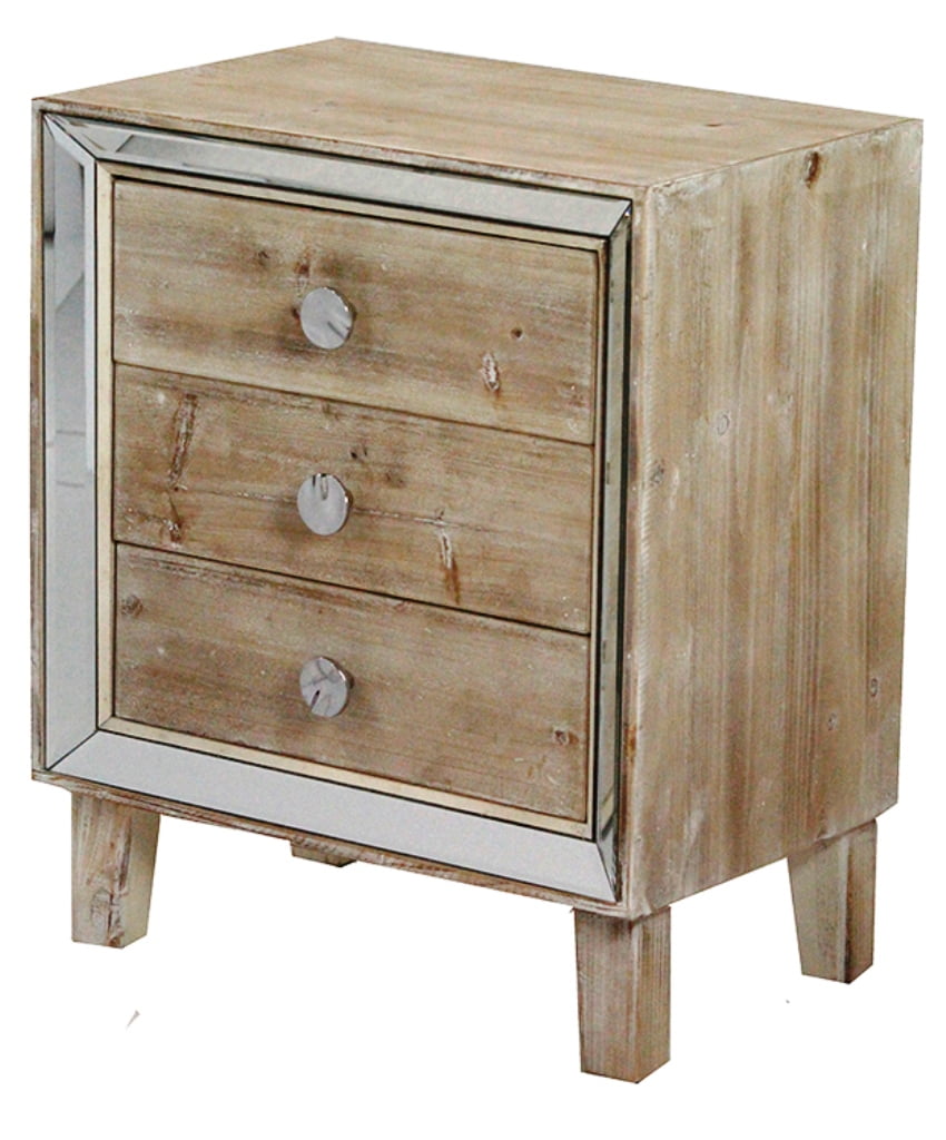 23.5' White Washed Wood Accent with 3 Drawers and a Clear