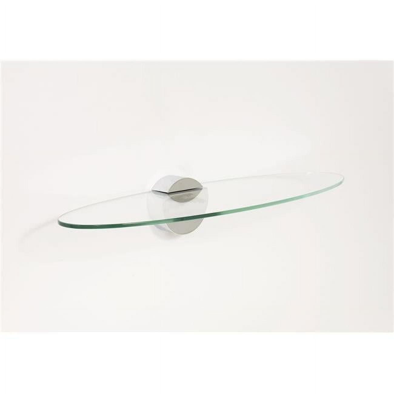 23.5" Clear Glass Oval Floating Shelf with Titanium Bracket