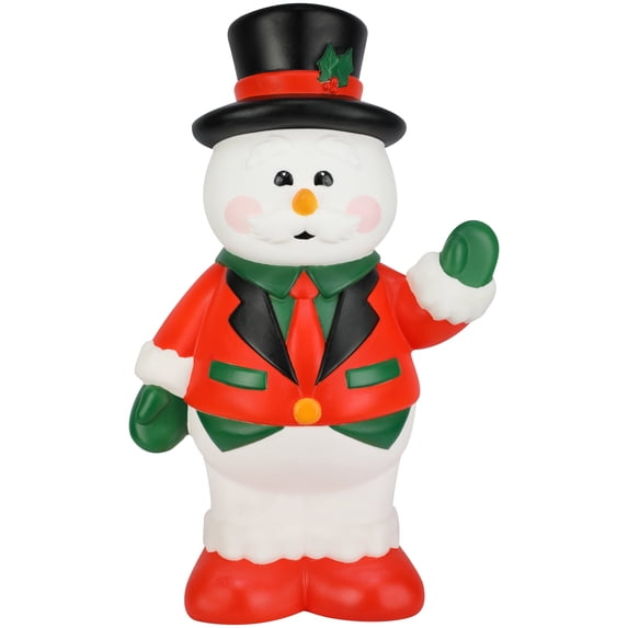 Lighted Blow Mold Snowman with Top Hat Indoor/Outdoor Christmas Decoration, Multicolor, 23.5", by Holiday Time