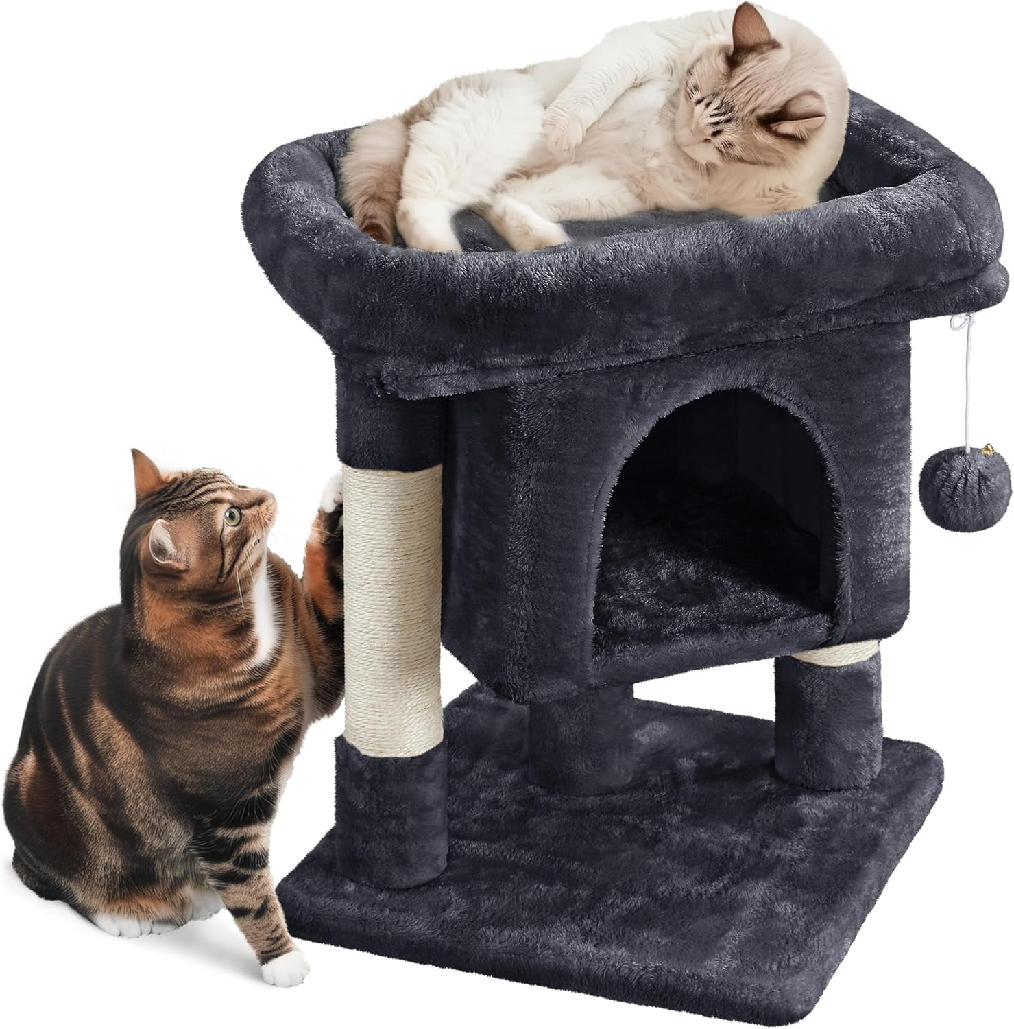 23.5in Small Low-Profile Cat Tree Condo with Scratching Posts - Walmart.com