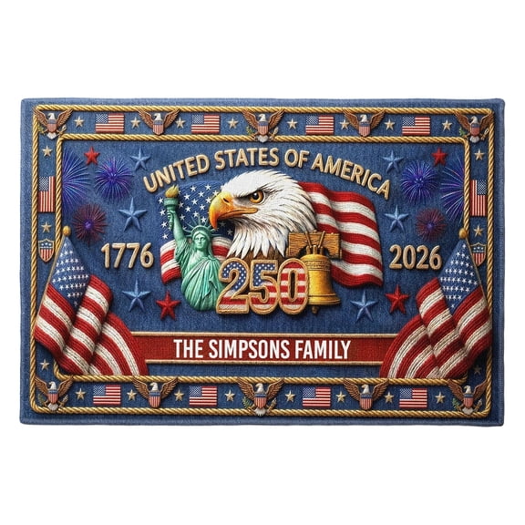 23.5x35.5" US 250 Crystal Velvet US 250 Commemorative Welcome Mats, 4th of july decorations, 250th Anniversary Patriotic Outdoor Doormats for Front Porch Steps, Patio Entrances & Deck Thresholds