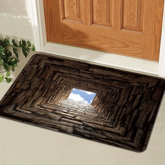 23.6 * 15.7inch Endless Abyss Illusion Doormat, Mind-Bending 3D Visual Effect, 3D Optical Illusion Carpet Hole, High-Definition Printed Non-Slip Door Mat (RL)