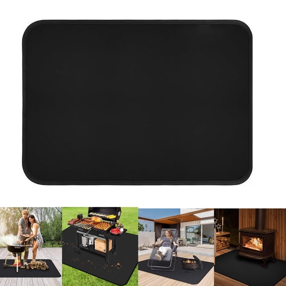 23.6*15.8" Tabletop Grill Mat for Outdoor, Countertop Heat Resistant Fire Pit Mat for Solo Stove, Fireproof & Waterproof & Oil Proof(Black)