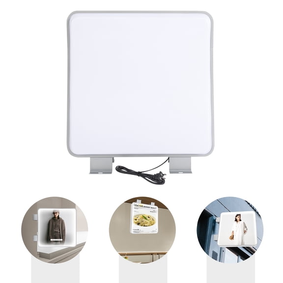 23.623.6in Double-Sided LED Light Box, Square Waterproof Advertising Sign, Wall Mount LED Light Board, for Storefront Salon Restaurant
