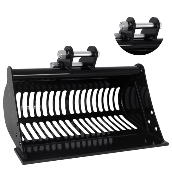 23.6''/600mm Screening Skeleton Bucket for Mini Excavator, Small Digger Attachments Soil Sifter Excavator, Skeleton Screen Buckets Filtering and Sorting Materials, Span: 90MM, Hole Diameter: 25MM
