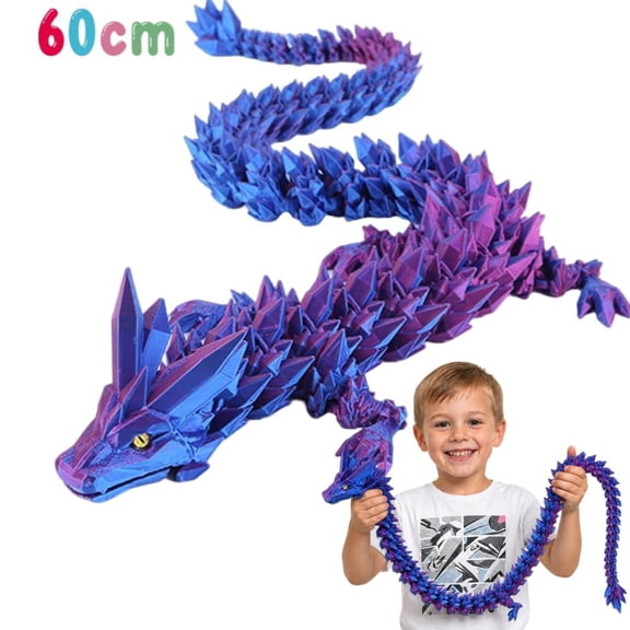 23.6"/60cm Giant 3D Printed Dragon Large 3D Dragon Model, Big 3D Printed Figure, Oversized Poseable Articulated Toy, Fantasy Collectible Gift for Desk and Home Decor