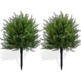 thumbnail image 1 of 23.6 Artificial Cypr Topiary Outdoor Plants with Spike 2 Pack Faux Cedar Bushes UV Resistant Fake Shrubs for Front Porch Decor Cedar Topiary Ball Trees, 1 of 8