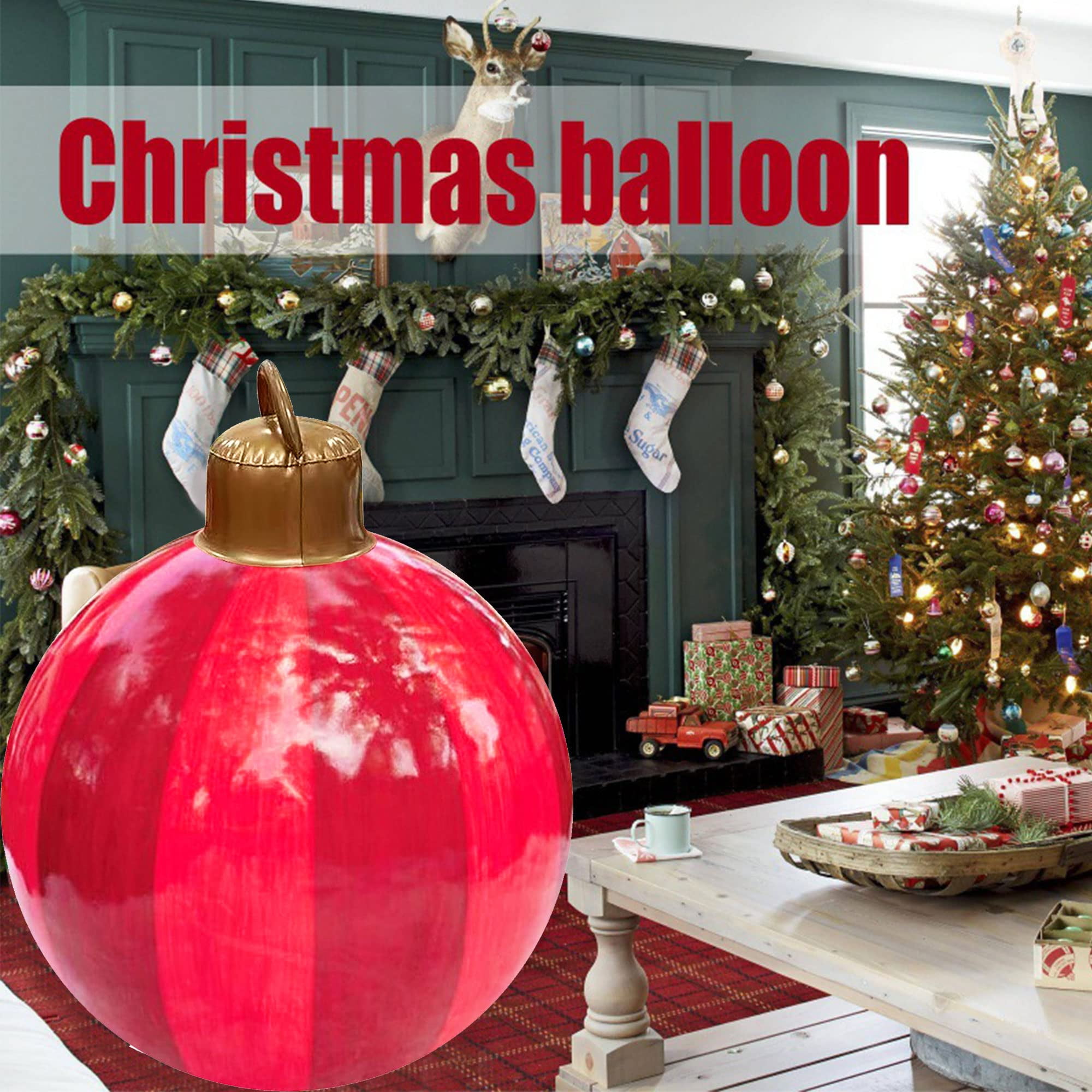 23.6 in Christmas Inflatable Decoration Ball, 2 Christmas Ornament Ball