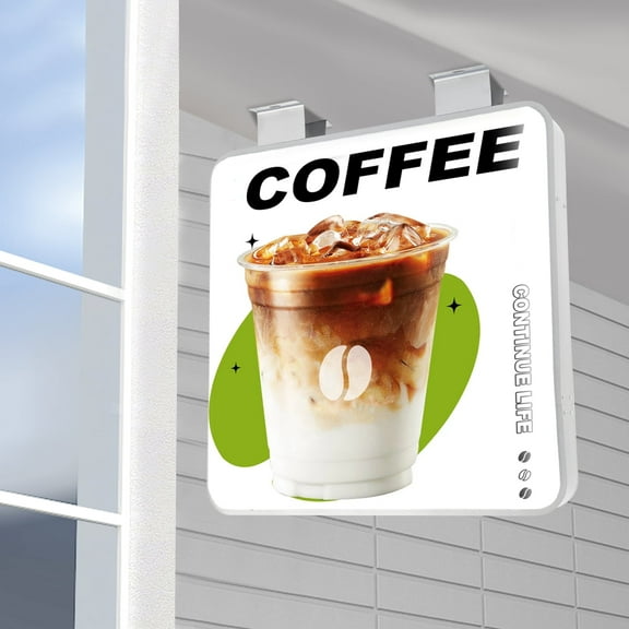 23.6" Double Sided Outdoor Circular Illuminated LED Light Box Projecting Sign Double Sided Advertising Sign Billboard for Retail Advertising,Pub Bar,Hotel,Business,White