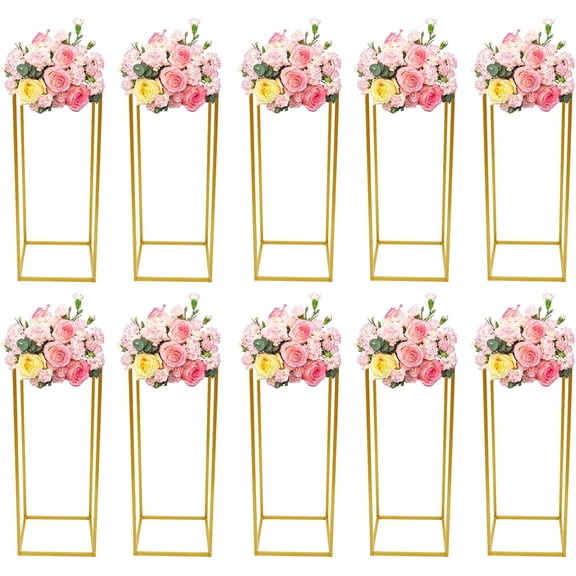 23.6'' Flower Stand for Wedding 10pcs, Gold Centerpieces for Table,Gold Vase Metal Column Stand, Wedding Flower Stand,Table Centerpieces for Reception,Party Wedding Decorations
