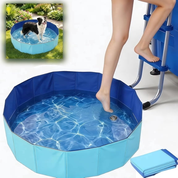 23.6" Foldable Pool Foot Bath for Above Ground Pool Accessories, Portable Large Foot Soaking Bath Basin Pool Foot Wash Basin Tub for Pool Entry Ladder, Collapsible Swimming Pool Clean Feet Accessory