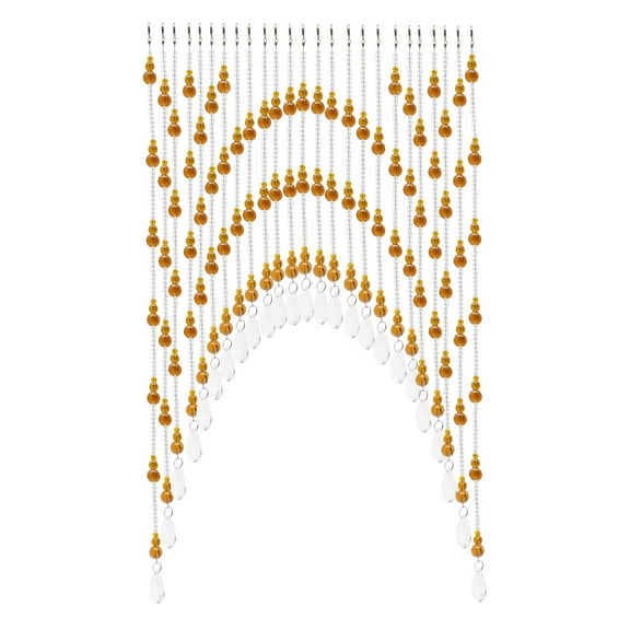 23.6" High Clear Crystal Door Beads Beaded Curtains for Doorways Windows Arched w/ Adhesive Hook Amber