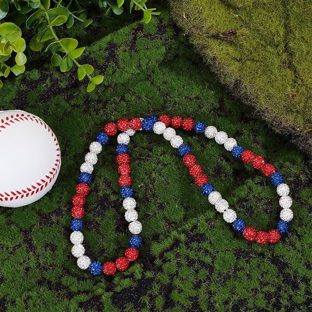 23.6 Inch Baseball Necklace Beaded Rhinestone Drip Bling Softball ...