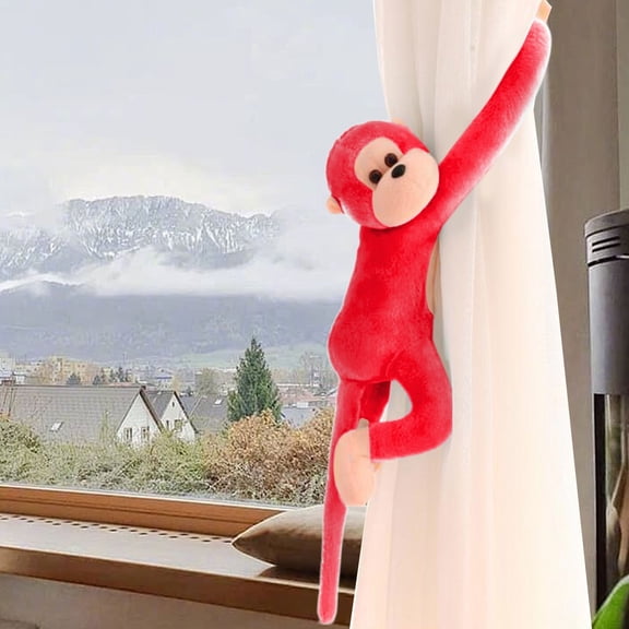 23.6 Inch Hanging Monkey Plush Toy - Sensory Crinkle Sound, Cute Nursery Decor & Child-Safe Interactive Gift for Kids Red
