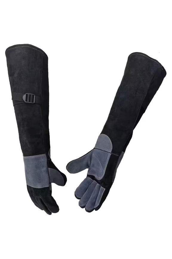 23.6-Inch Leather Welding Gloves for Animal Handling, Reptile Care, and Barbecuing Puncture-Resistant & Scratch-Resistant, Size L