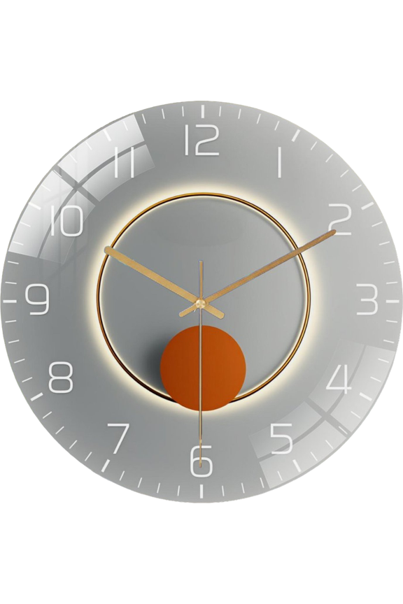 23.6 Inch Light Luxury Gray Flat Light And Shadow Pattern Tempered Glass Wall Clock Living Room Bedroom Kitchen Home Decoration Wall Clock (Battery Not Included), 60cm