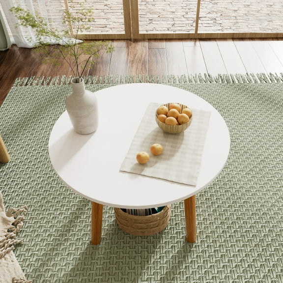 23.6 Inch Round Dining Table for 2-3 People, Minimalist White Small Table with Easy-Clean Surface for Dining Room Living Room