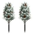 thumbnail image 1 of 23.6 Inch UV Resistant Artificial Cedar Topiary Trees with Ground Spike Faux Evergreen Bushes Shrubs for Indoor Outdoor Front Porch Garden Decor Realistic Cypress Plants, Set of 2, 1 of 8
