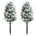 thumbnail image 1 of 23.6 Inch UV Resistant Artificial Cedar Topiary Trees with Ground Spike Faux Evergreen Bushes Shrubs for Indoor Outdoor Front Porch Garden Decor Realistic Cypress Plants, Set of 2, 1 of 8