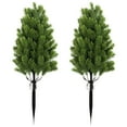 thumbnail image 1 of 23.6 Inch UV Resistant Artificial Cedar Topiary Trees with Ground Spike Faux Evergreen Bushes Shrubs for Indoor Outdoor Front Porch Garden Decor Realistic Cypress Plants, Set of 2, 1 of 8