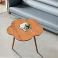 thumbnail image 1 of 23.6 Inch Wooden Coffee Table Log Color 3 Legs Tea Table Flower Shape Tabletop Natural Wood Coffee Table Oval Wood Coffee Table Small Modern Furniture Living Room&Home Office-Nature Wood, 1 of 9