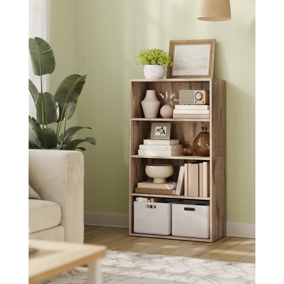 23.6 Inches Wide 4-Tier Open Bookcase with Adjustable Shelves, Floor Standing Storage Unit