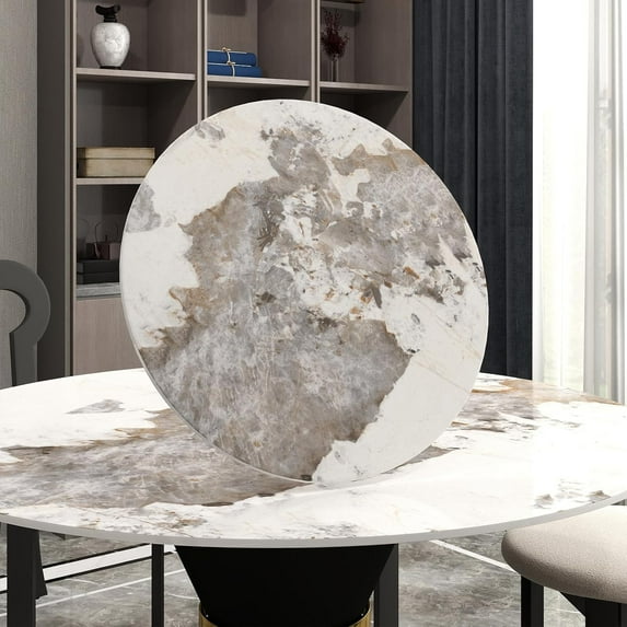 23.6" Lazy Susan for Table Top Sintered Stone Rotating Serving Tray for Dining Table, Kitchen Lazy Susan Organizer Spinning Rotating Food Server Party Centerpieces