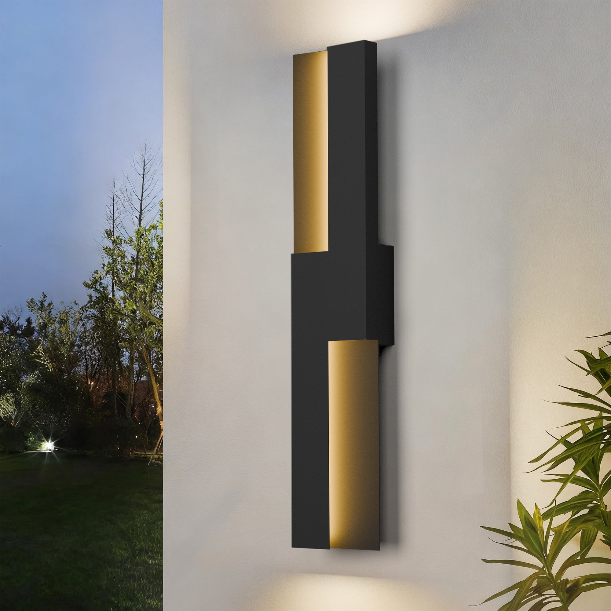 23.6" Modern Black Integrated LED Wall Sconce, Waterproof Indoor Outdoor Wall Light Fixture for Home Patio Porch Garage Entryway Hallway Bedroom Decor