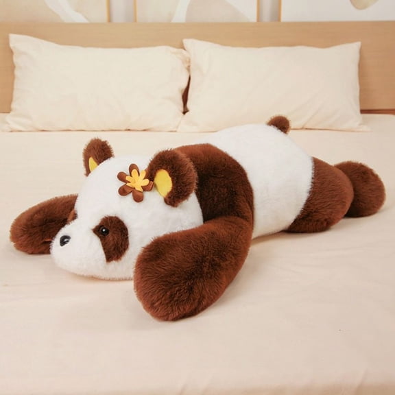 23.6" Panda Plush Pandy Stuffed Animal Soft Cuddly Doll Cartoon Character Figurine Cute Huggable Pillow Gift for Adults Home Decor, 1Pcs, Brown
