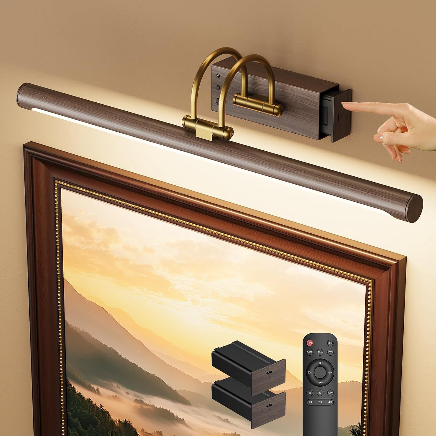 Skip Remote Operating 23.6″ Picture Light, Battery Operated Wireless Rechargeable Wall Light ...
