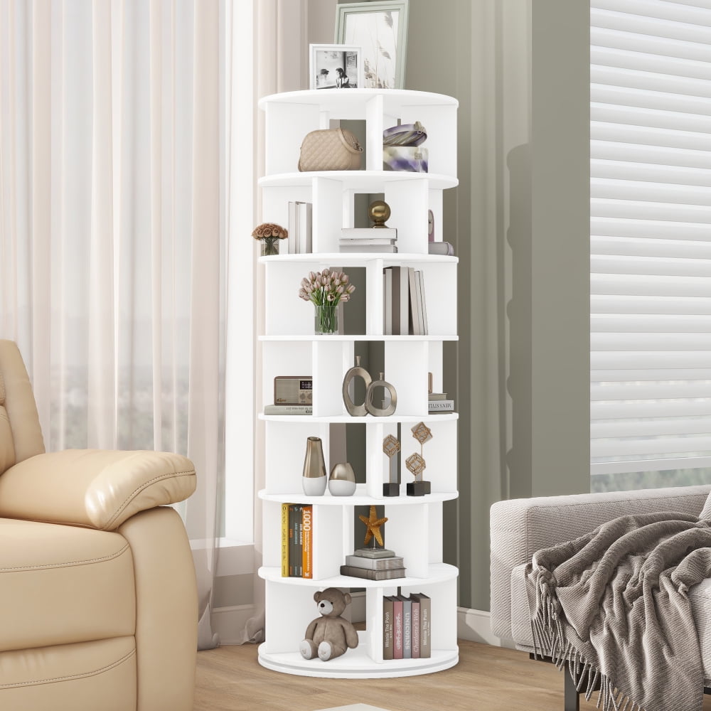 Φ23.6'' Rotating Shoe Rack Tower, 7-Tier Spinning Shoe Shelf with 5 ...