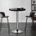 thumbnail image 1 of Magshion Round Bistro Pub Table, 23.6" Adjustable Height Bar Table with Metal Leg and Base, Black, 1 of 8