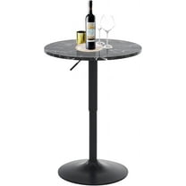 23.6" Round Bar Table, Adjustable Height, MDF Top with Metal Support, Suitable for Cafe, Kitchen Island, Counter, Black