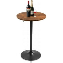 23.6" Round Bar Table, Adjustable Height Bar Table, Modern Cocktail Bar Table with MDF Top and Metal Base, Bistro Pub Table Suitable for Café, Kitchen Island, Bar Counter, Brown