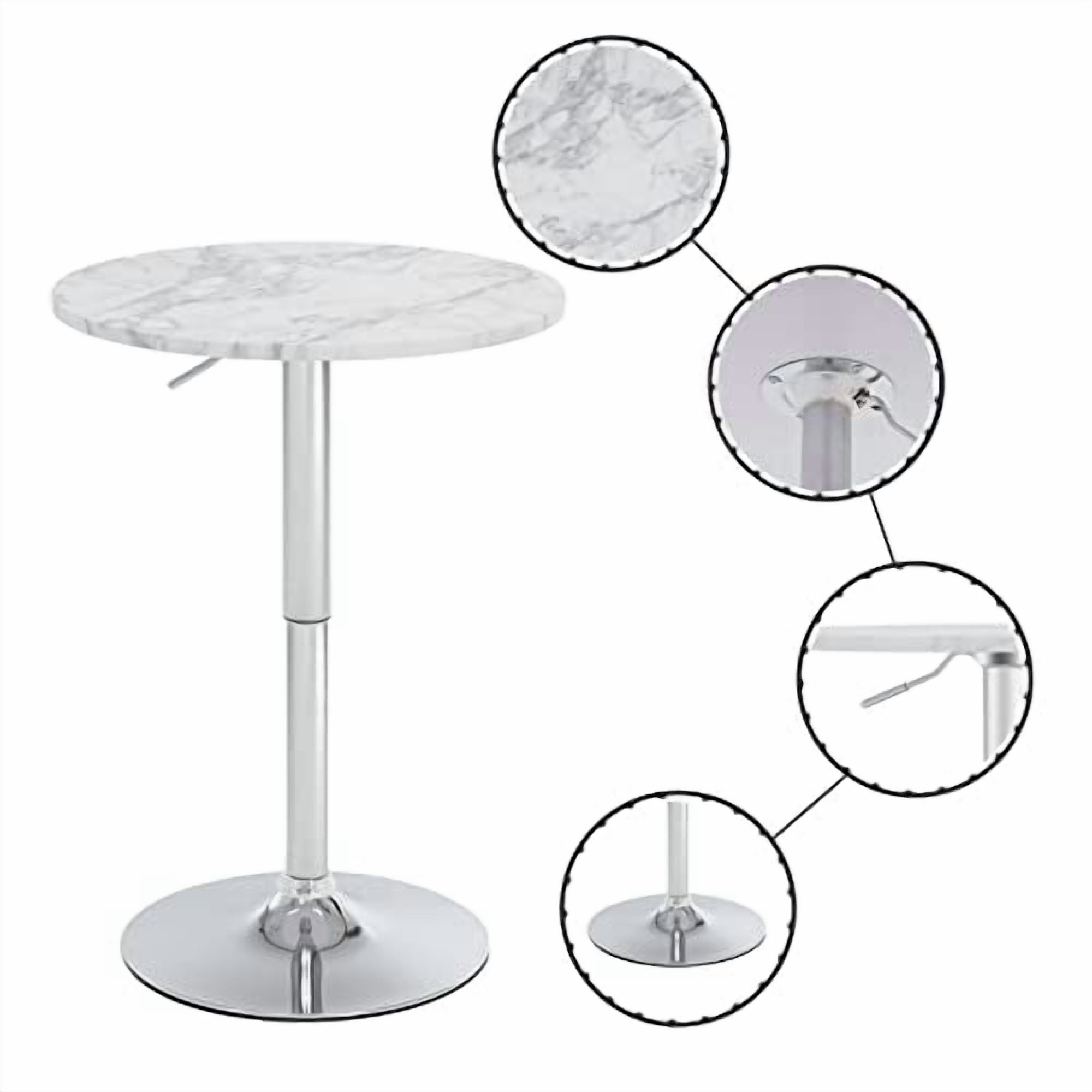 23.6" Round Bar Table, Adjustable Height Bar Table, Modern Cocktail Bar ...