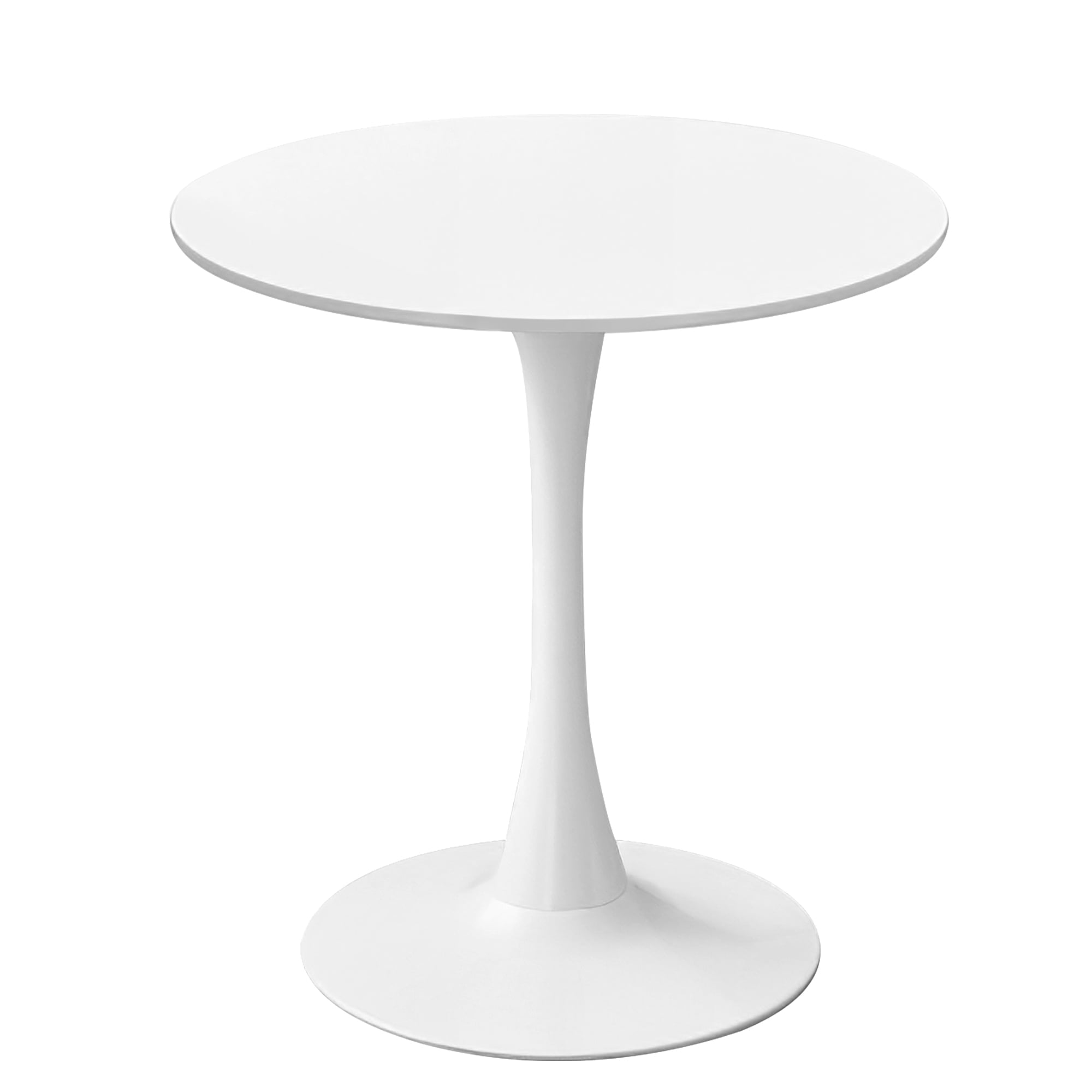 23.6" Round Dining Table with MDF Top & Metal Tulip Pedestal Frame for Kitchen, Living Room, Bedroom, White