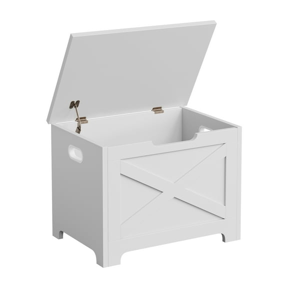 23.6" Storage Bench - Wooden Toy Chest with Safety Hinge, Multi-Functional Entryway & Living Room Storage, Easy Assembly