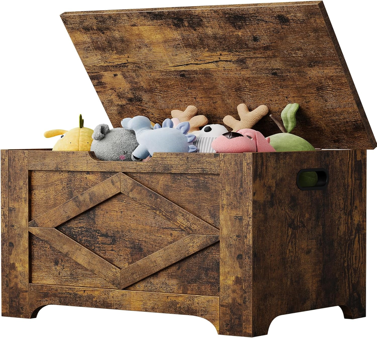 23.6" Storage Chest, Wooden Storage Bench with Safety Hinge, Easy Assembly, Large Toy Chest for Entryway, Living Room, Bedroom